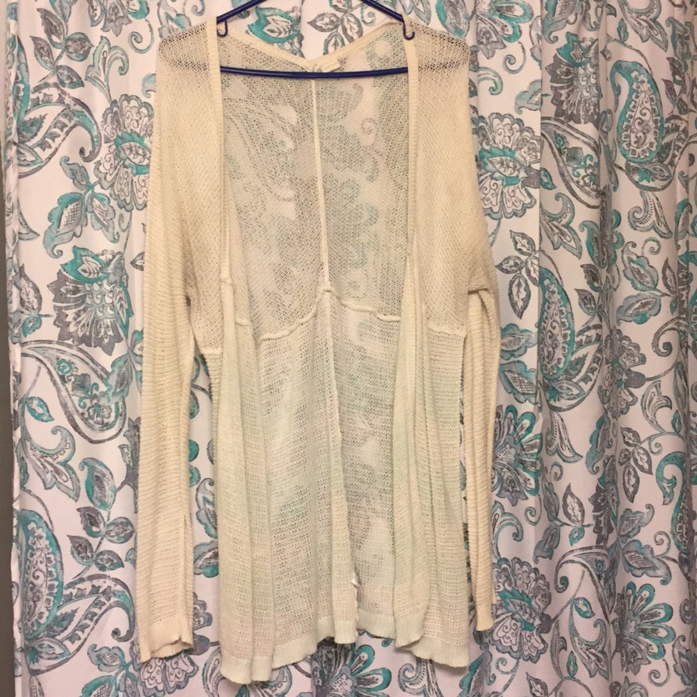 Long off white knit cardigan